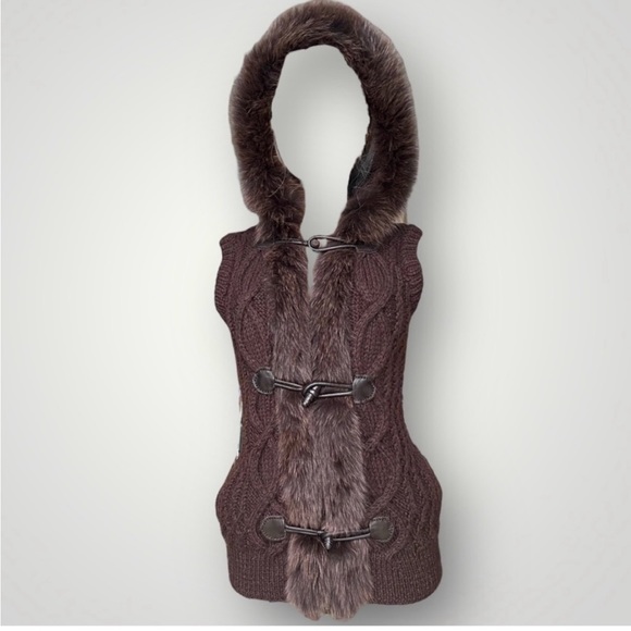 Cassin NY Fox Fur & Alpaca Hooded Sweater Vest 🍂 - Picture 1 of 4